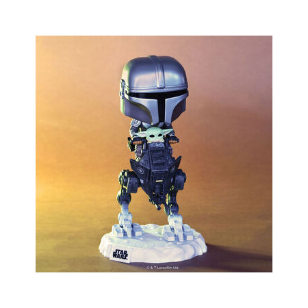 Funko Pop Pop! Rides Deluxe The Mandalorian with Grogu in Imperial Remnant AT-RT - Officielle Star Wars