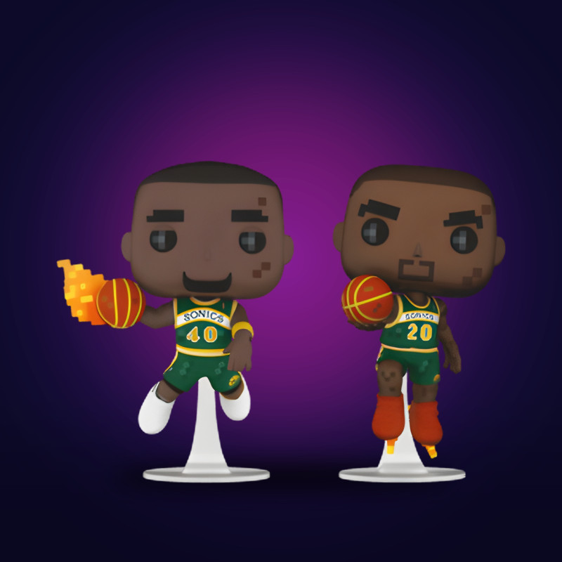 Funko Pop 8-Bit Shawn Kemp & Gary Payton 2-Pack - Figurine NBA Collector Vinyle Officielle