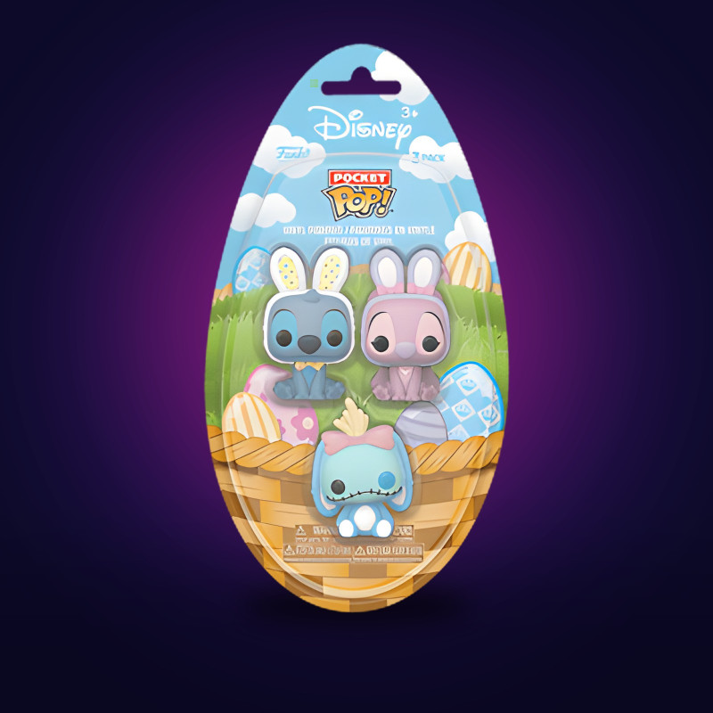 Funko Pop Pocket Pop! Easter Stitch, Angel, Scrump 3-Pack - Figurine Disney Collector Vinyle Officielle
