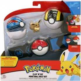 Bandai - Pokémon - Ceinture Première Ball, Ultra Ball Et Figurine 5 cm Evoli - WT97773