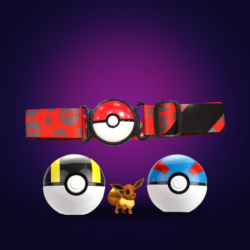 Ceinture Dresseur Pokémon Bandai | Set Collector Poké Ball + Ultra Ball + Évoli 5cm