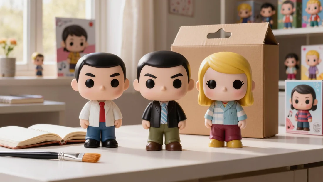 Bureau de collectionneur avec figurines hors boîte, pinceau et carnet